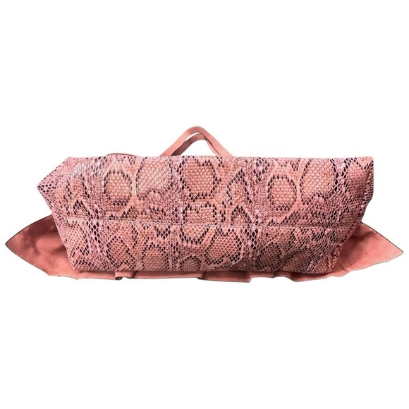 ELLE JAE Gypset Purse Vegan Leather Pink Black Snake Print Tiered Ruffled Bag - Picture 3 of 11